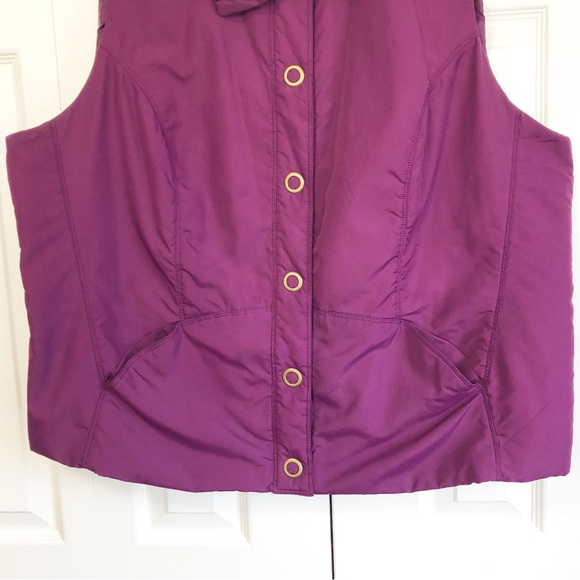 CJ Banks Purple Sleeveless Ruffle Collared Snap Front Lightweight Vest 2X - Picture 7 of 15